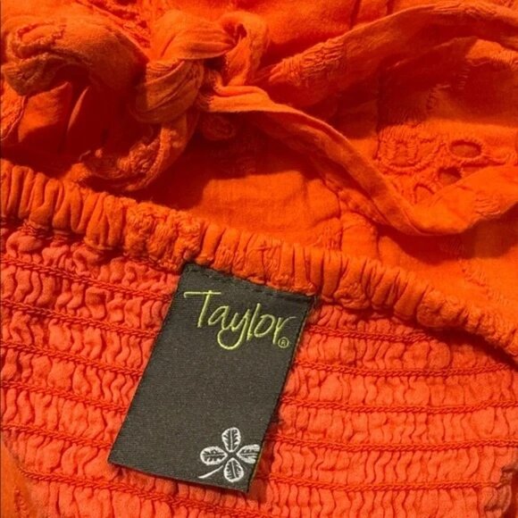 TAYLOR - Orange Eyelet Midi Dress – Tie Strap Sundress, Ruffle Hem, Summer Boho - Picture 6 of 6